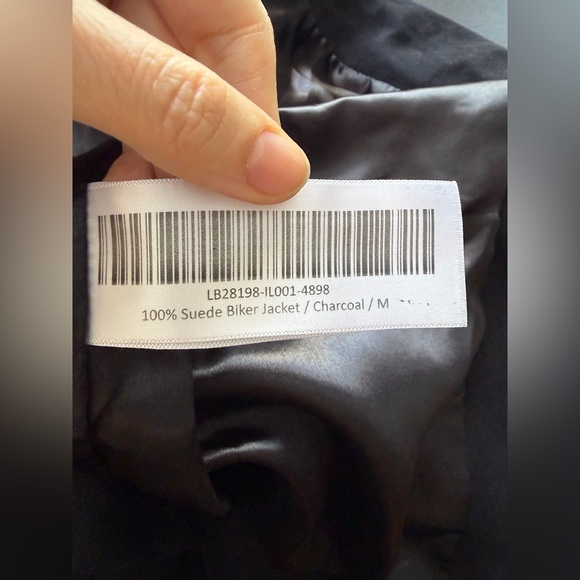 Quince 100% Suede Biker Jacket in charcoal size M - Picture 16 of 16